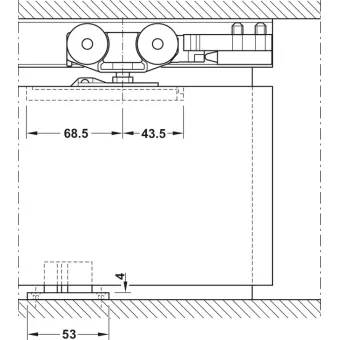SDS Slido D-Line 50 C, 1 medinėms/stiklo durims su švelniu uždarymu 2 kryptimis