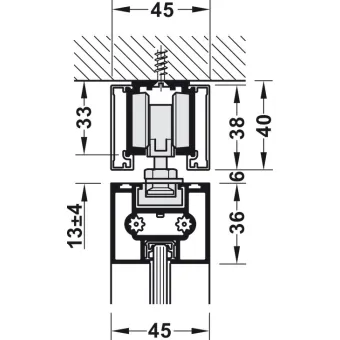 Sliding door fitting, Slido D-Line11 50C, set without running track