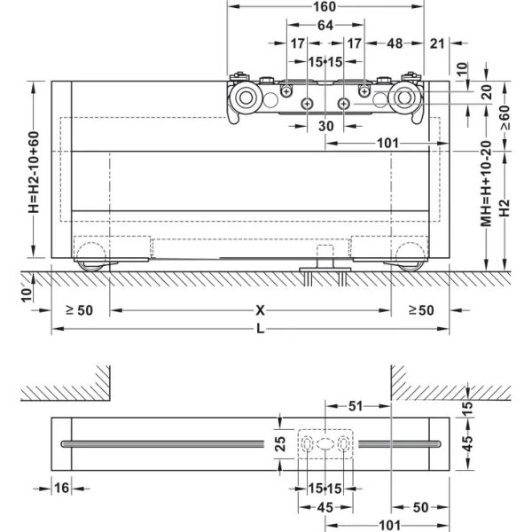 SDS Slido D-Line43 80N stik.1d L1100 aliuminis H