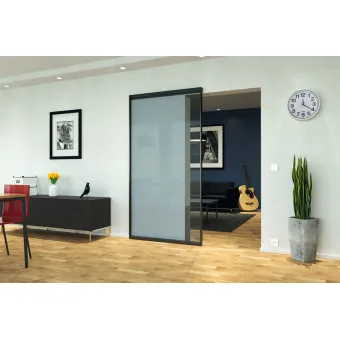Sliding door fitting, Slido D-Line43 80N, frame door for glass and wooden panel