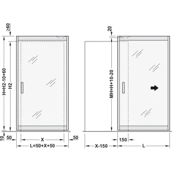 Sliding door fitting, Slido D-Line43 80N, frame door for glass and wooden panel