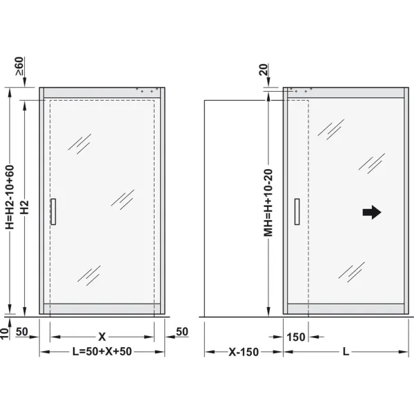 SDS Slido D-Line43 80N stik.1d L1500 juoda H