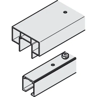 Track set, for pocket door solution, for Häfele Slido D-Line11 50I / 80I / 120I, 50L / 80L / 120L