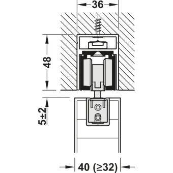 Track set, for pocket door solution, for Häfele Slido D-Line11 50I / 80I / 120I, 50L / 80L / 120L