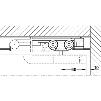 Track set, for pocket door solution, for Häfele Slido D-Line11 50I / 80I / 120I, 50L / 80L / 120L