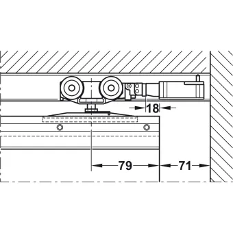 Track set, for pocket door solution, for Häfele Slido D-Line11 50I / 80I / 120I, 50L / 80L / 120L