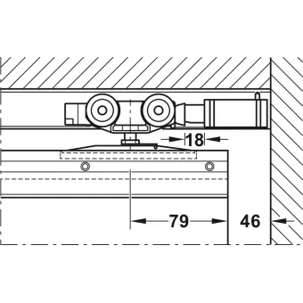 Track set, for pocket door solution, for Häfele Slido D-Line11 50I / 80I / 120I, 50L / 80L / 120L