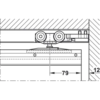 Track set, for pocket door solution, for Häfele Slido D-Line11 50I / 80I / 120I, 50L / 80L / 120L