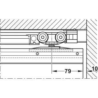 Track set, for pocket door solution, for Häfele Slido D-Line11 50I / 80I / 120I, 50L / 80L / 120L