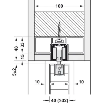 Track set, for pocket door solution, for Häfele Slido D-Line11 50I / 80I / 120I, 50L / 80L / 120L