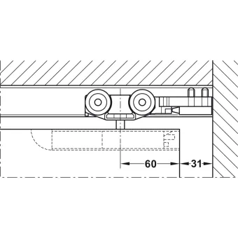Track set, for pocket door solution, for Häfele Slido D-Line11 50I / 80I / 120I, 50L / 80L / 120L
