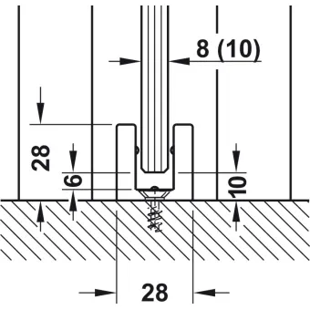 Track set, for pocket door solution, for Häfele Slido D-Line11 50I / 80I / 120I, 50L / 80L / 120L