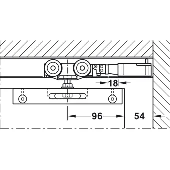 Track set, for pocket door solution, for Häfele Slido D-Line11 50I / 80I / 120I, 50L / 80L / 120L