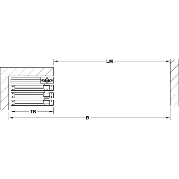 Additional set for telescopic opening, for Häfele Slido D-Line11 50P / 80P / 120P, 50C / 80C / 120C