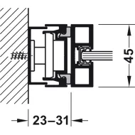 Sliding door fitting, Häfele Slido D-Line11 80C, set without running track