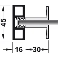 Sliding door fitting, Häfele Slido D-Line11 80C, set without running track