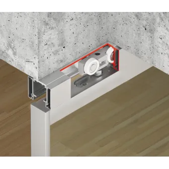 Sliding door fitting, Häfele Slido D-Line11 80C, set without running track