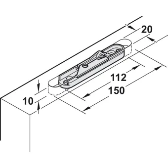 Sliding door fitting, Häfele Slido D-Line11 80C, set without running track