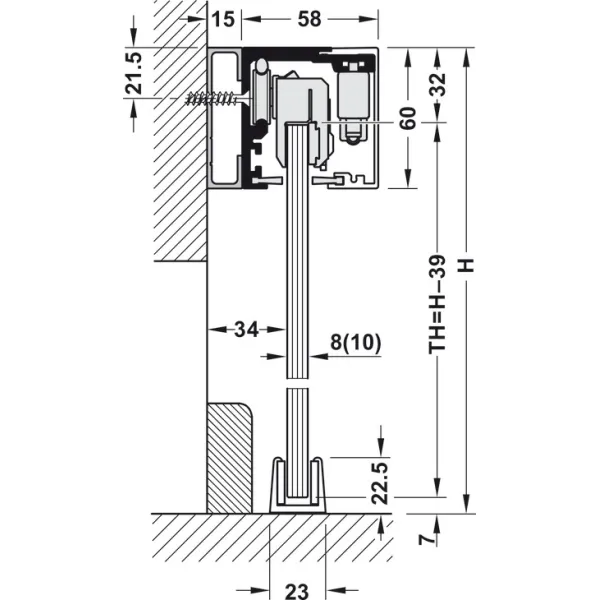 Sliding door fitting, Slido D-Line12 50E, set