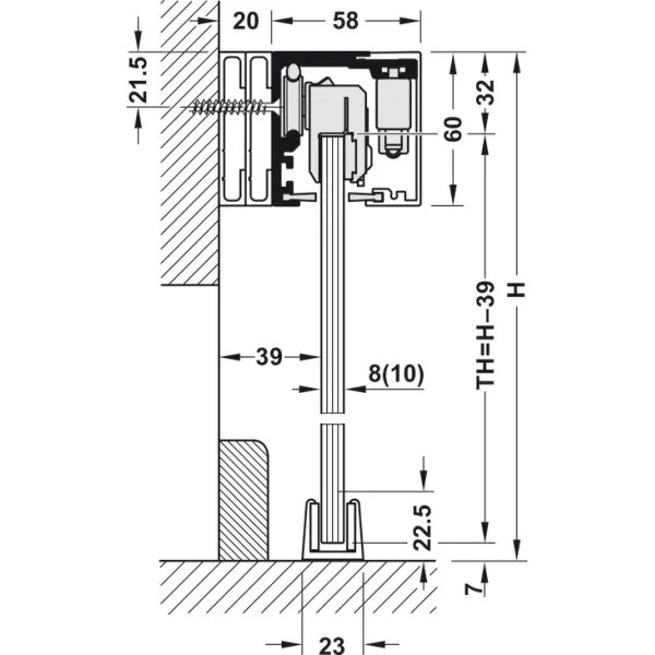 Sliding door fitting, Slido D-Line12 50E, set
