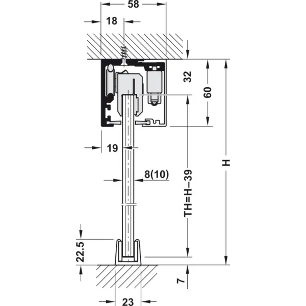 Sliding door fitting, Slido D-Line12 50E, set