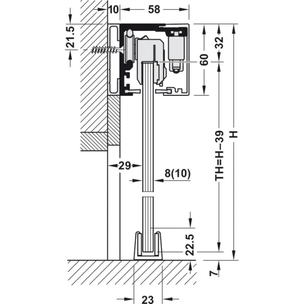 Sliding door fitting, Slido D-Line12 50E, set