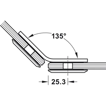 Tumbler holder, for glass-glass connections, 135°, glass front