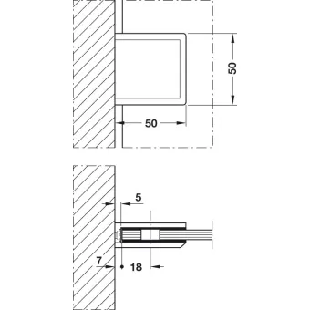 Tumbler holder, For wall-glass connection, concealed wall mounting