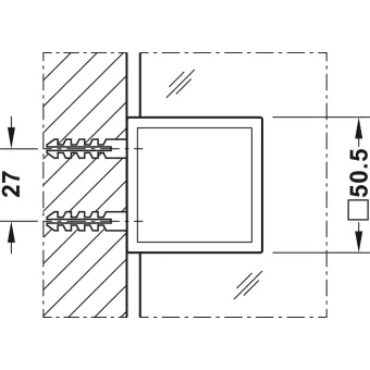 Tumbler holder, For wall-glass connection, concealed wall mounting