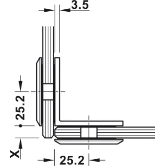 Tumbler holder, for glass-glass connections, 90° glass front