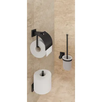 WC brush set, With satin frosted glass