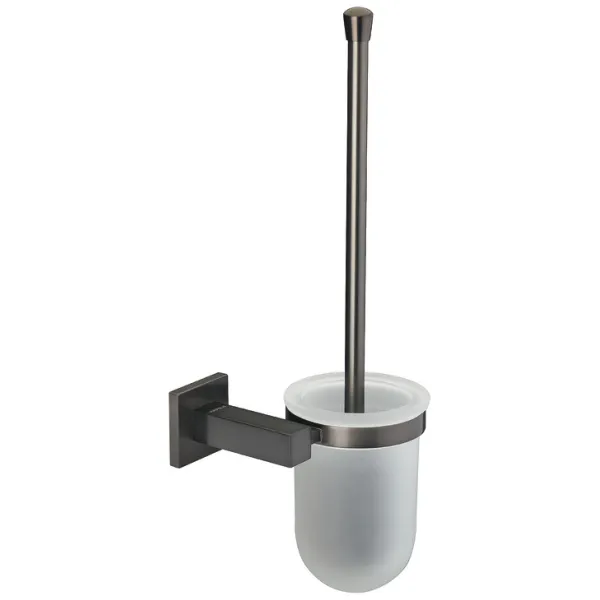 WC brush set, With satin frosted glass
