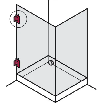 shower door hinge, For wall-glass connection