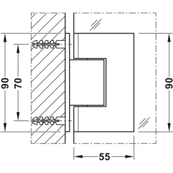 shower door hinge, For wall-glass connection