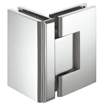 shower door hinge, for glass-glass connections, 90° glass front