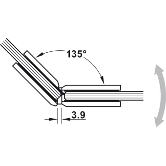 Lankstas dušo kabinai 135°, stiklas - stiklas chromas