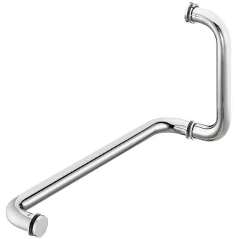 Shower door handle with towel rail, Round