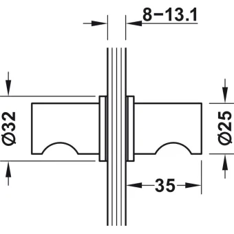 Rankenėlė dušo durims apvali Ø32mm, chromo spalva