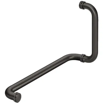 Shower door handle with towel rail, Round