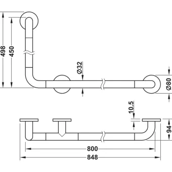 Grab rail, For screw fixing