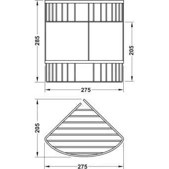 Corner wire basket, chrome plated polished, 2 tiers, Classic series