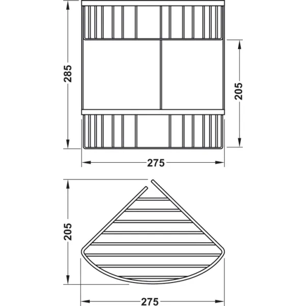 Corner wire basket, chrome plated polished, 2 tiers, Classic series