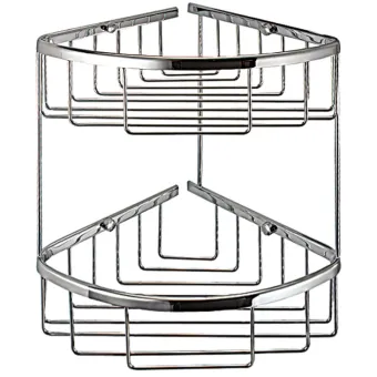 Corner wire basket, chrome plated polished, 2 tiers, Classic series