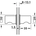 Shower door knob, Square