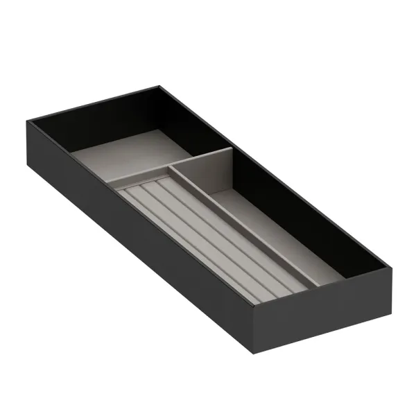 Jewelry tray 432x150mm H50mm simil leather, anthracite, light gray