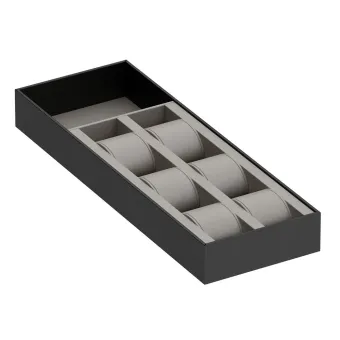 Dėklas laikrodžiams 432x150mm, H50mm, dirbtinė oda, antracitas, šviesi pilka