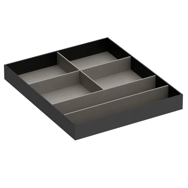 Multipurpose tray, 432x365mm H50mm simil leather, anthracite, light gray