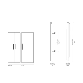 Handle SKYLINE CC140mm L300mm H32mm P28mm polished brass 