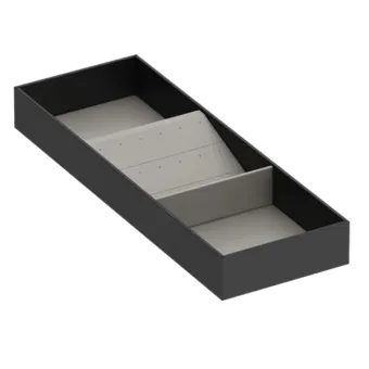 Dėklas auskarams 432x150mm, H50mm, dirbtinė oda, antracitas, šviesi pilka