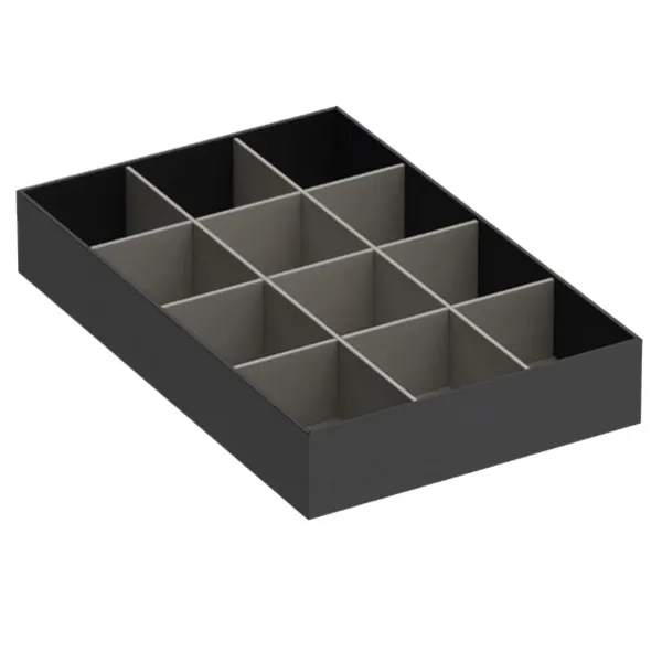 Tie tray 432x289mm H70mm simil leather, anthracite, light gray